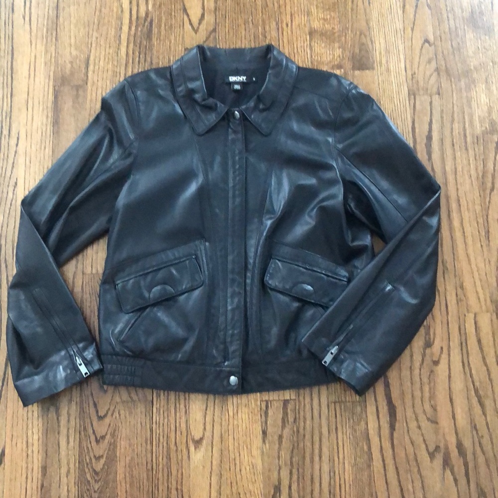 DKNY Leather bomber jacket